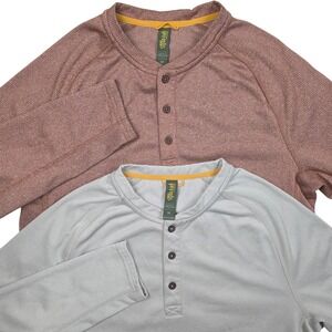 [LOT OF 2] Marsh Wear Men's Long Sleeve Button Henley Shirt Heathered Red Gray M